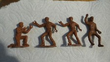 4 Vintage Plastic Toy Figures COWBOYS, MPC, Brown