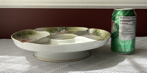 Vintage Nippon Hand Painted Porcelain Footed Snack Tray with 5 Bowls (Unmarked) - Picture 8 of 11