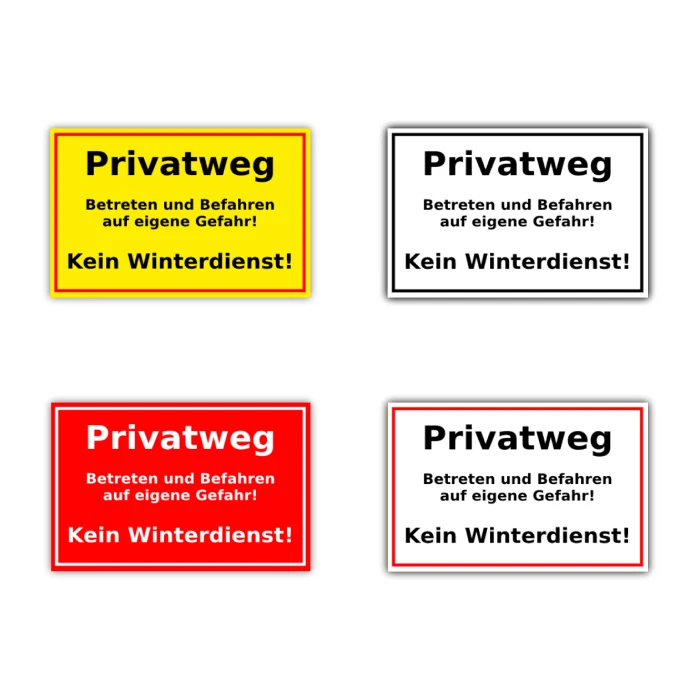 ZEUNERT-SCHILDER Privatweg, Kein Winterdienst - Schild, Folie, Saugnäpfe, Saugnapffolie