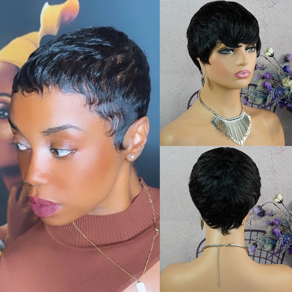Pixie Cut Human Hair Wig for Women, Full Head, Tangle Free, Short Layered with s-l400.jpg main image 2