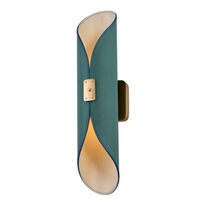 Kalco Lighting Cape LED Peacock Green Wall Sconce, Satin Brass - 519923STB