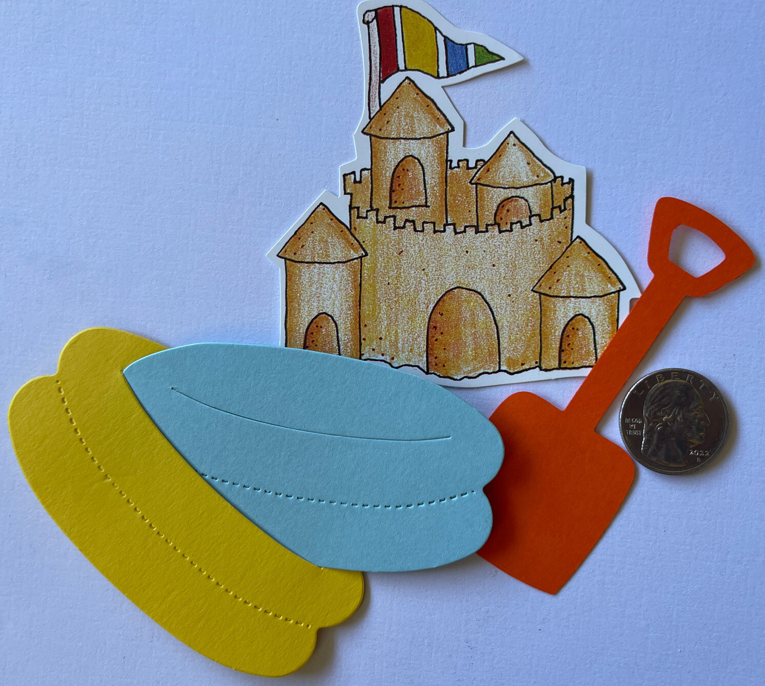 BEACH GIRL Die-Cut Set(13pc) Frame•Ocean•Inter-tube •Sandcastle•Rhinestones•Sun•