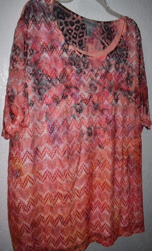 Catherines Top 4X Semi Sheer Tropical Hawiian Lightweight stretch Pullover Shirt - Picture 18 of 20