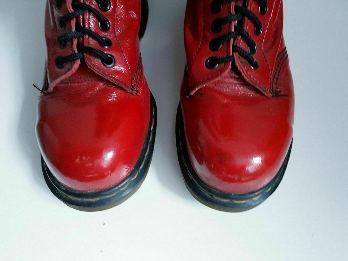 Dr Martens 20 hole patent cherry red oxblood tall England