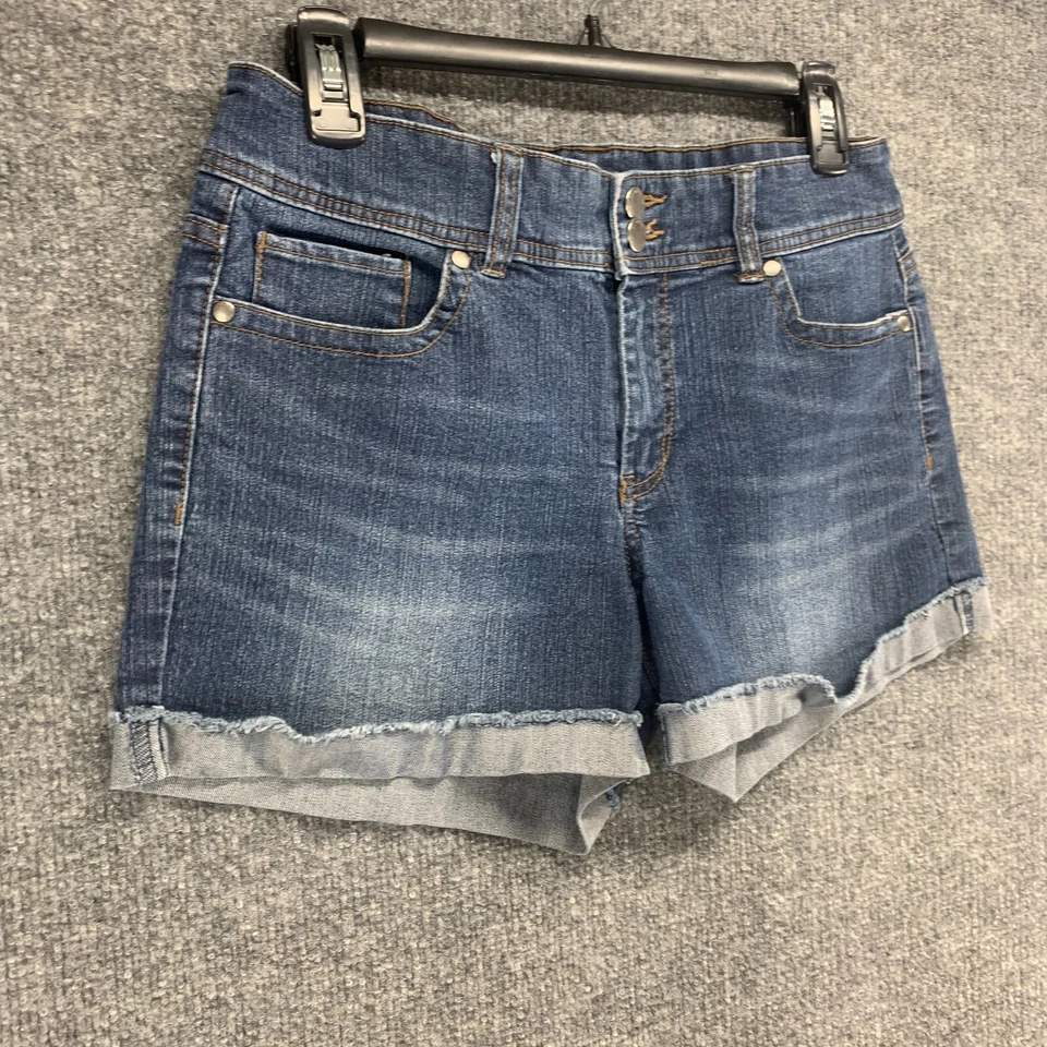 Pantalones Cortos Daisy Fuentes Para Mujer 8 Azul Jean Denim Puños Tiro Medio Elastizados Bolsillo 30 Foto 2 de 4