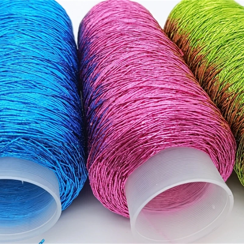 Fio de crochê metálico cintilante 200 g 1 mm tecido brilhante fio de tricô costura - Imagem 4 de 4