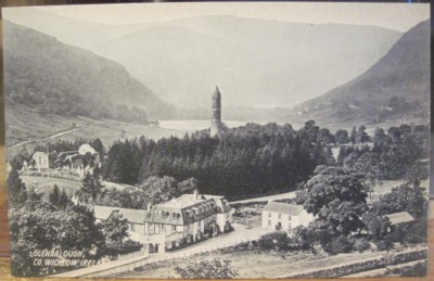 Irish Postcard Vale of GLENDALOUGH Round Tower Wicklow Ireland Fergus O'Connor