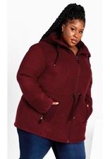Avenue Women's Plus Size Fleece Hood Coat
