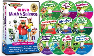 10 DVD Math & Science Collection by Rock 'N Learn (Addition & Subtraction, T...