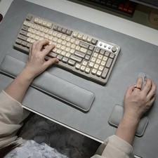 LightGray Set PC Pad Waterproof PU Mouse Pad Large NonSlip Desk Mat Keyboard Mat