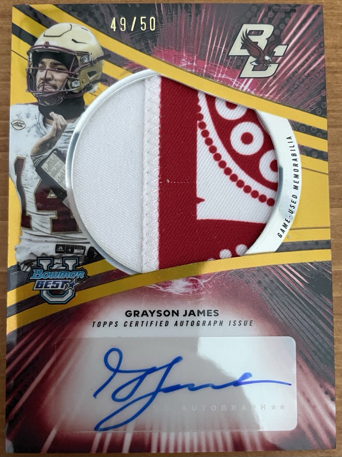 2025 Bowman’s Best U - Grayson James Jumbo Relic Auto #JRA-GJ Gold /50 Bandana