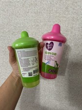 Parents Choice 2pk NO SPILL sippy cups 9oz,stackable,bite Resistant Purple/Pink