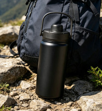 16oz Stainless Steel Water Bottle Black - Reusable Sports Drink Bottle