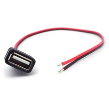 USB Female Pigtail 0.3M 1ft 20AWG 2Wire 2Pin Bare Wire 5V 5A DIY Power