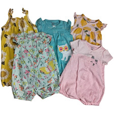 Carter's Old Navy 3 Mos Baby Girl Outfit Lot Rompers 5pc Cotton Summer Set