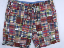 POLO RALPH LAUREN Mens 38 Patchwork India Madras Plaid SHORTS 10" drawstring tie