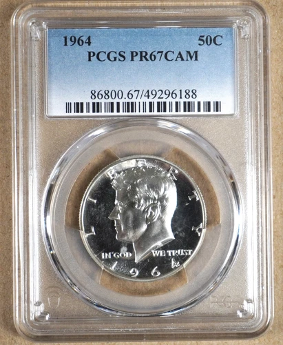 1964 PROOF KENNEDY HALF DOLLAR PCGS PR67CAM CAMEO 296188