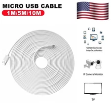 1pc Micro USB Charging Wire Cable Sync Lead White 1/2/3/5/6/7/8/10M for Android
