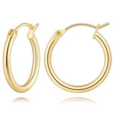 14K Gold Hoop Earrings, Huggie Hoop Earrings for Women, Hypoallergenic 18mm