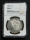1881 S $1 Morgan Silver Dollar NGC MS63 - Light Toning!!!