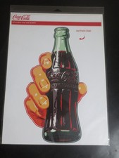 Retro Removable Hand Holding Coca-Cola Bolttle Sign 14.5  X  7 Inches