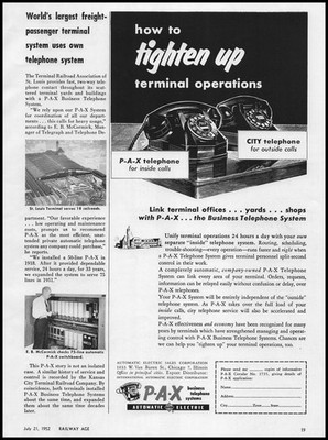 1952 PAX Automatic Electric Train Business Telephone System Vintage Print Ad