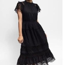 Ulla Johnson OCTAVIA DRESS NOIR size 4 cotton maxi dress