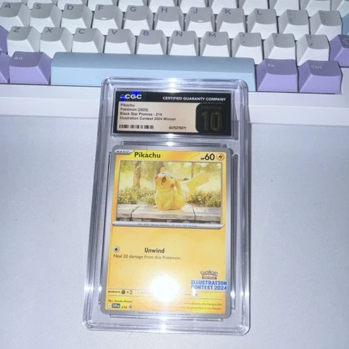 Pokémon CGC 10 Pikachu Black Star Promos 214 Illustration Contest 2024 Winner
