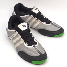 adidas Y-3 Yohji Yamamoto Mens Mesh Leather Trainers Grey Black Green UK 10