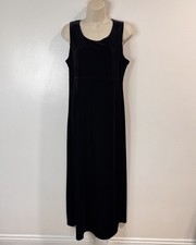 Vintage 90s Shirt Dress 12 / L Black Velvet Maxi Witchy Whimsigoth Goth Grunge