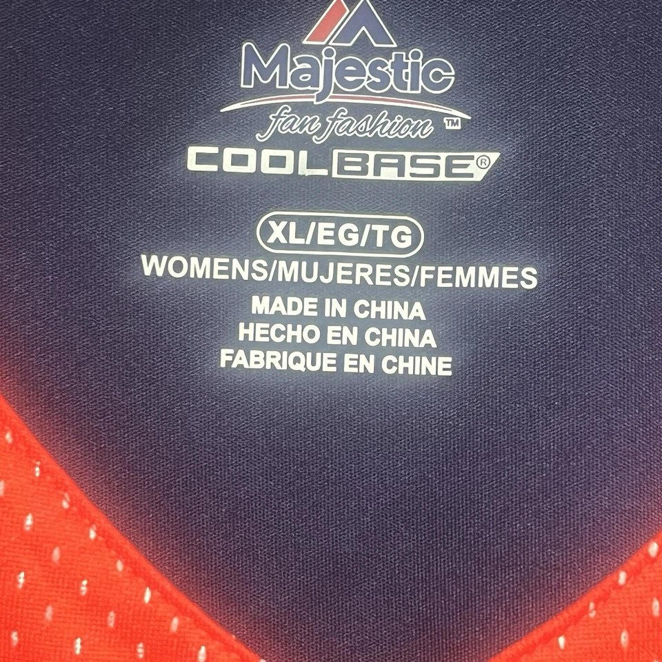 NWT Cleveland Indians Jersey Shirt Womens XL Majestic pullover v-neck mesh red - Image 4 of 4