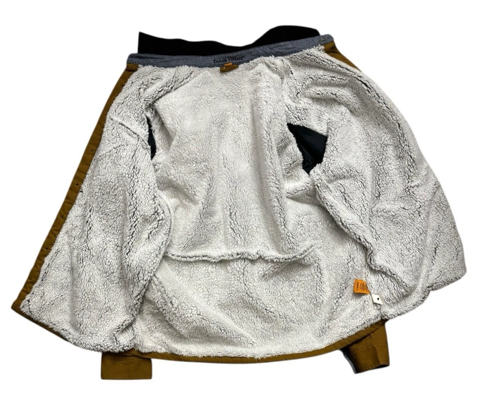 Tailor Vintage Jacket Mens Size XL Brown Canvas Sherpa Lined Chore Barn Shacket - Image 4 of 4