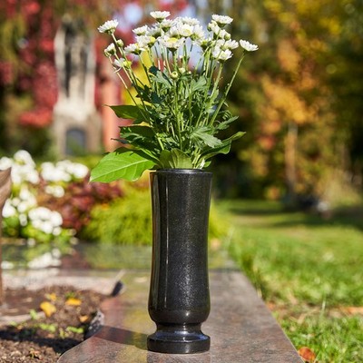 Grab-Artikel aus Granit Grab-Schmuck Friedhof Vase Lampe in schwedisch schwarz