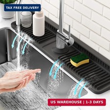 24'' Longer Faucet Mat for Kitchen Sink Splash Guard 7  Slope Fast Self-draining