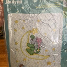 Janlynn Stamped Cross Stitch Kit Crescent Moon Quilt 34  X 43  Baby Blanket NOS