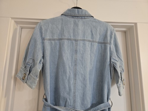 FRAME Denim Belted Trench Dress WOMENS SZ SMALL Blue Jean Light Denim NWT $368 - Picture 10 of 10