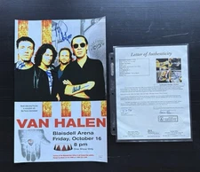 Van Halen 3 Signed Arena Poster 11” X 17” JSA LOA Eddie, Alex, Mike & Gary