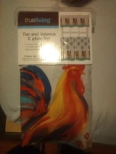 MAINSTAYS~FLORAL BOUQUET~3 PIECE TIER & VALANCE CURTAIN SET~NEW~ROD POCKET