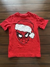 Marvel Spiderman Christmas Boys Short Sleeve Red Shirt Size Small 6/7