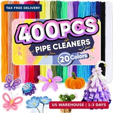 400 PCS Pipe Cleaners Bulk, 20 Colors Creative Chenille Stems Pipe Cleaners Craf