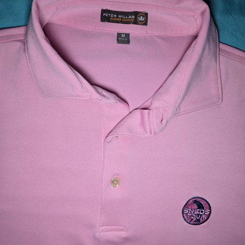 Polo Peter Millar Sneds Tour uomo M rosa performance golf estate comoda - Foto 2 di 6