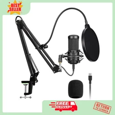Condenser Microphone,PC Computer Podcast USB Condenser Microphone Cardioid Me...