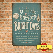 Seaside Inspirational Tin Sign Vintage Beach House Metal Decor 8x12 Inch