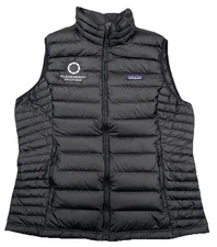 Patagonia Down Sweater Vest Puffer Full Zip Black Women’s Large (Corp Logo)