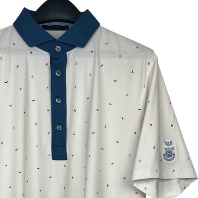 Greyson x Capital City Club Mens L Performance Golf Polo All Over Print White