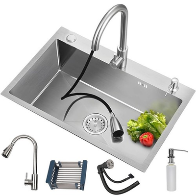 #ad Kitchen Sink 23X17X8quot; Drop in Stainless Steel Single Bowl Top Mount Workstation $83.99