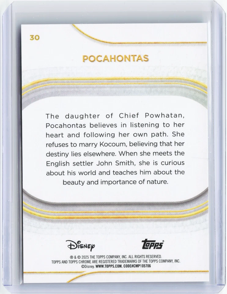 2025 Topps Chrome Disney POCAHONTAS Aqua Mini Diamonds Serial #47/199 - Image 2 of 2