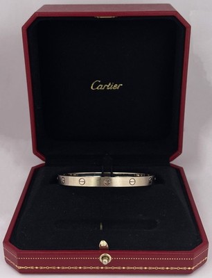 2024 Cartier LOVE Bracelet Solid 18K WHITE Gold Size 19 AU 750 BOX
