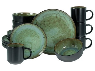 CreaTable Nordic Fjord Green Kombiservice 16-tlg Steinzeug