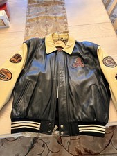 VTG Excelled Anheuser Busch Budweiser Leather Bomber Jacket Embroidered Men  s XL